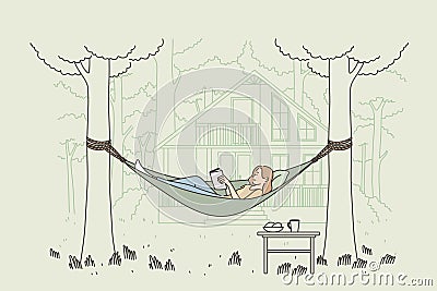 Relaxation, summer outdoor leisure concept Vector Illustration