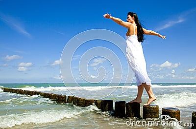 Relaxed balance woman Stock Photo