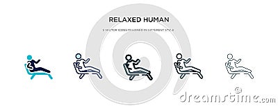 Relaxed human icon in different style vector illustration. two colored and black relaxed human vector icons designed in filled, Vector Illustration