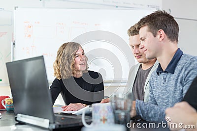 Relaxed informal IT business startup company team meeting. Stock Photo