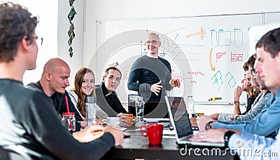 Relaxed informal IT business startup company team meeting. Stock Photo
