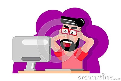 Relaxed young man resting from work Vector Illustration