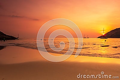 Relaxing and activities on sunset time with colorful sky Stock Photo