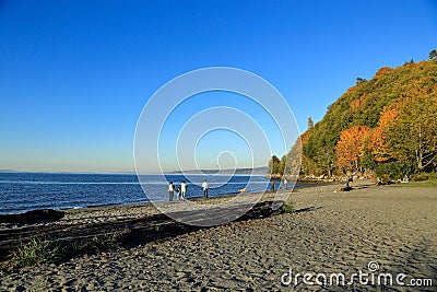 Relaxing afternoon at Golden gardens park, Seattle Washington Editorial Stock Photo
