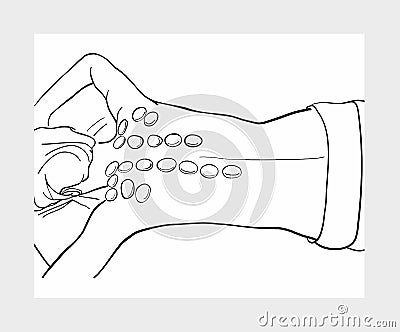 A relaxing massage for a girl with zen stones. Vector Illustration