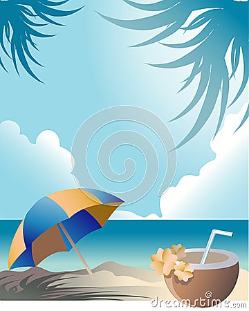 Relaxing day at the seaside with coconut beverage Stock Photo