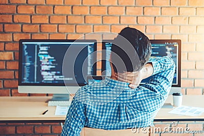 Relaxing Developing programmer Development Website design and co Stock Photo