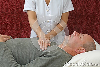 The Relaxing Effects of Reiki Healing Stock Photo