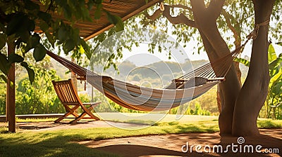 Relaxing hammock swaying gentle breeze Stock Photo