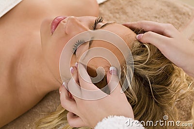 Relaxing Head Massage Stock Photo