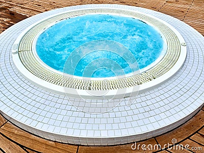 Relaxing jacuzzi outdoor Stock Photo