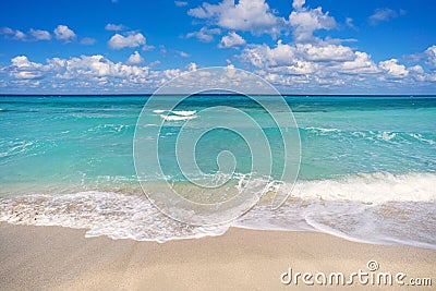 Relaxing Landscape view of beach, clear sea, blue sky. Beautiful tropical landscape with turquoise ocean. Horizon line on the Stock Photo