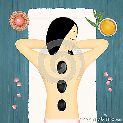 Relaxing massage with stones Stock Photo