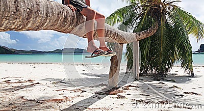 Relaxing in The Seychelles Stock Photo