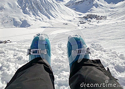 Relaxing on a ski slope, Tignes ski resort, the Alps France Stock Photo