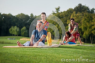 Relaxing thai massage therapy session. Stock Photo