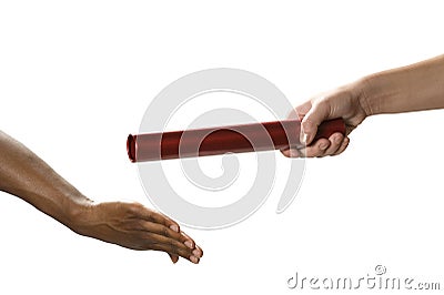 Relay Baton Handoff Stock Photo