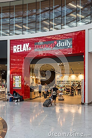 Relay, Monop` daily little supermarket for travelers Editorial Stock Photo