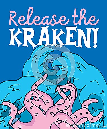 Release the kraken or tentacle attack in revolting waters Vector Illustration