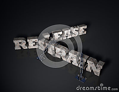 Release or Restrain Cartoon Illustration