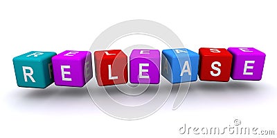 Release word block on white Stock Photo