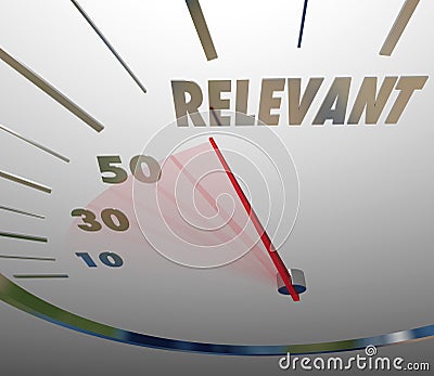 Relevance Word Speedometer Important Significant Pertinent Information Stock Photo