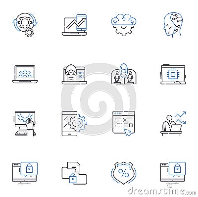 Reliability line icons collection. Trusrthiness, Dependability, Consistency, Stability, Credibility, Reliability Vector Illustration