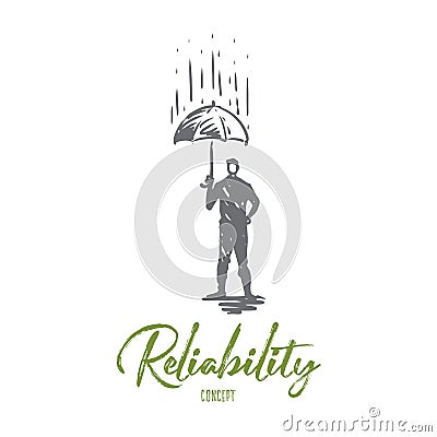 Reliability, safety, protect, safe, secure concept. Hand drawn isolated vector. Vector Illustration