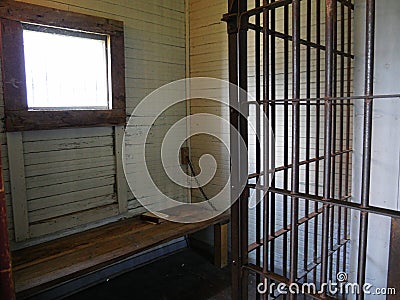 Relics of an old 1880s town jailhouse in South Dakota Stock Photo