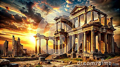 Relics of the Past: Exploring Ancient Ruins Algorithmically generated Stock Photo