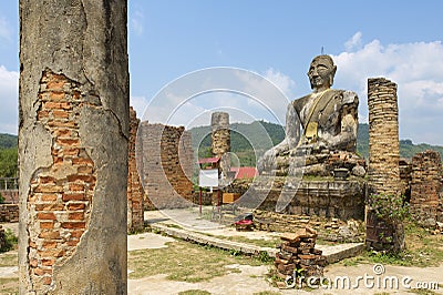 Relics of Wat Piyawat temple, Xiangkhouang province, Laos. Stock Photo