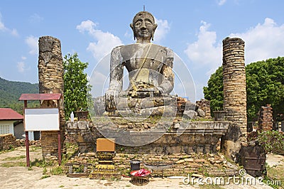 Relics of Wat Piyawat temple, Xiangkhouang province, Laos. Stock Photo