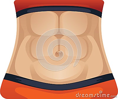Relief abdominal muscles. Strong woman abs. Perfect stomach. Beautiful fitness body. Vector, illustration Stock Photo