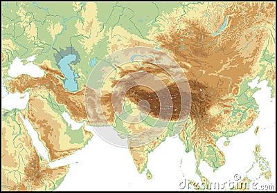 Relief Of Central Asia. Vector Illustration