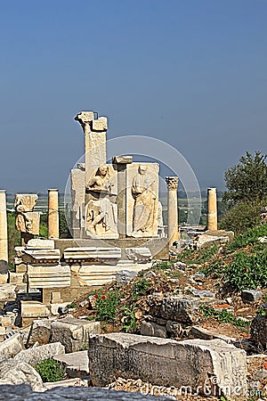 Relief in Ephesus. Ancient Greek city on the coast of Ionia near Selcuk, Izmir province, Turkey Stock Photo