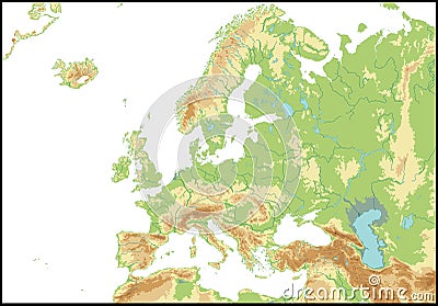 Relief Of Europe Vector Illustration