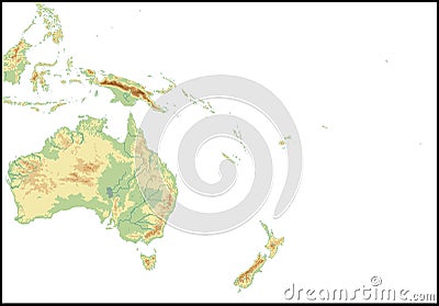 Relief Of Oceania. Vector Illustration