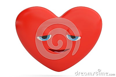 Relieved heart emoticon with smile heart emoji.3D illustration. Cartoon Illustration