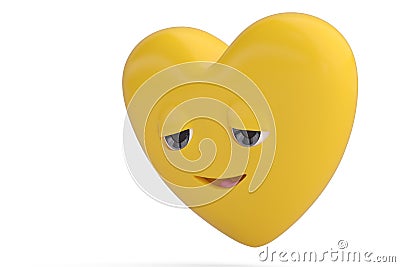 Relieved heart emoticon with smile heart emoji.3D illustration. Cartoon Illustration
