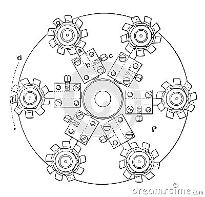 Relieving Milling Cutters Lathe, vintage illustration Vector Illustration