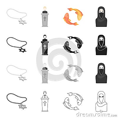 Religion, attributes, accessories and other web icon in cartoon style.Burqa, Arab, nationality, icons in set collection. Vector Illustration