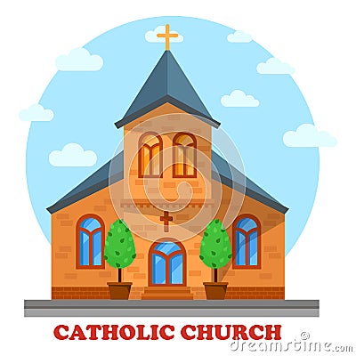 Religion catholic or christian church facade Vector Illustration