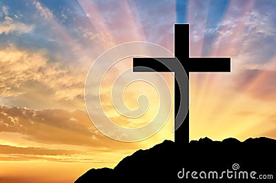 Religion Christianity. Cross silhouette Stock Photo