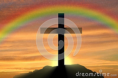 Religion Christianity. Cross silhouette Stock Photo