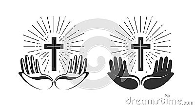 Religion concept. Bible, church, faith, pray icon or symbol. Vector illustration Vector Illustration
