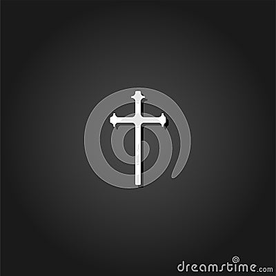 Religion cross icon flat Cartoon Illustration