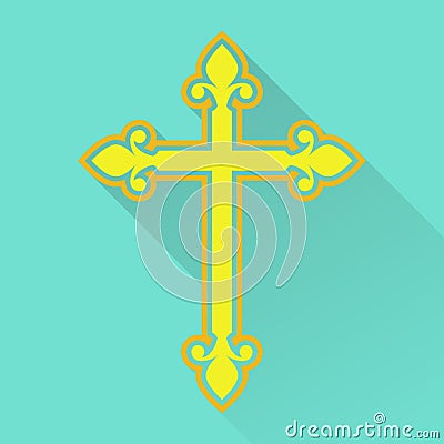 Religion cross icon in flat style. Catholicism or Christianity cross design template. Vector illustration Vector Illustration