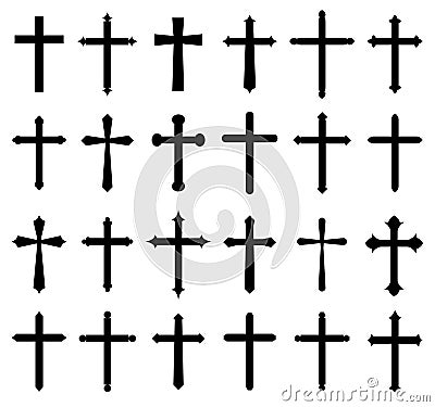 Religion cross icon set Vector Illustration