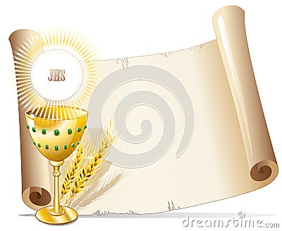 Religion Cup and Host Background Stock Photo