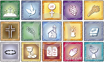 Religion icons Stock Photo